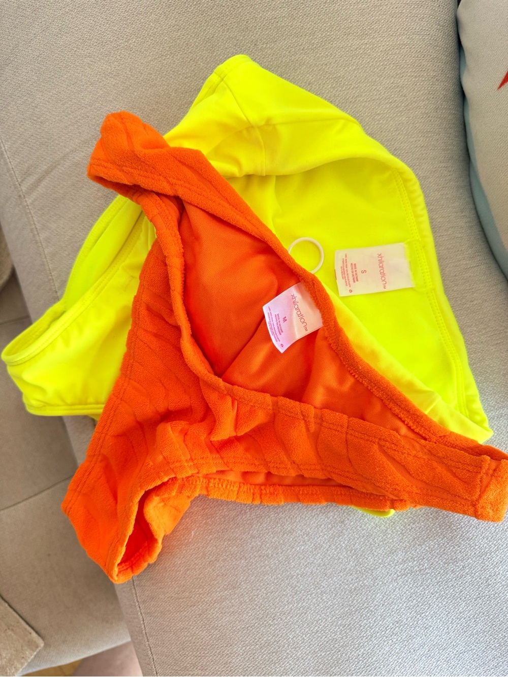 Xhilaration Neon Yellow and Bright Orange Bikini Bottoms